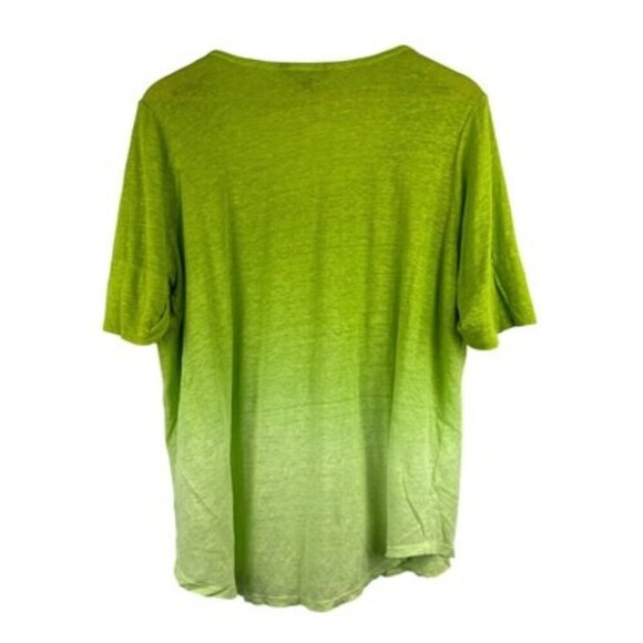 Ralph Lauren Womens 2X Green Ombré Linen T-Shirt - Picture 4 of 4
